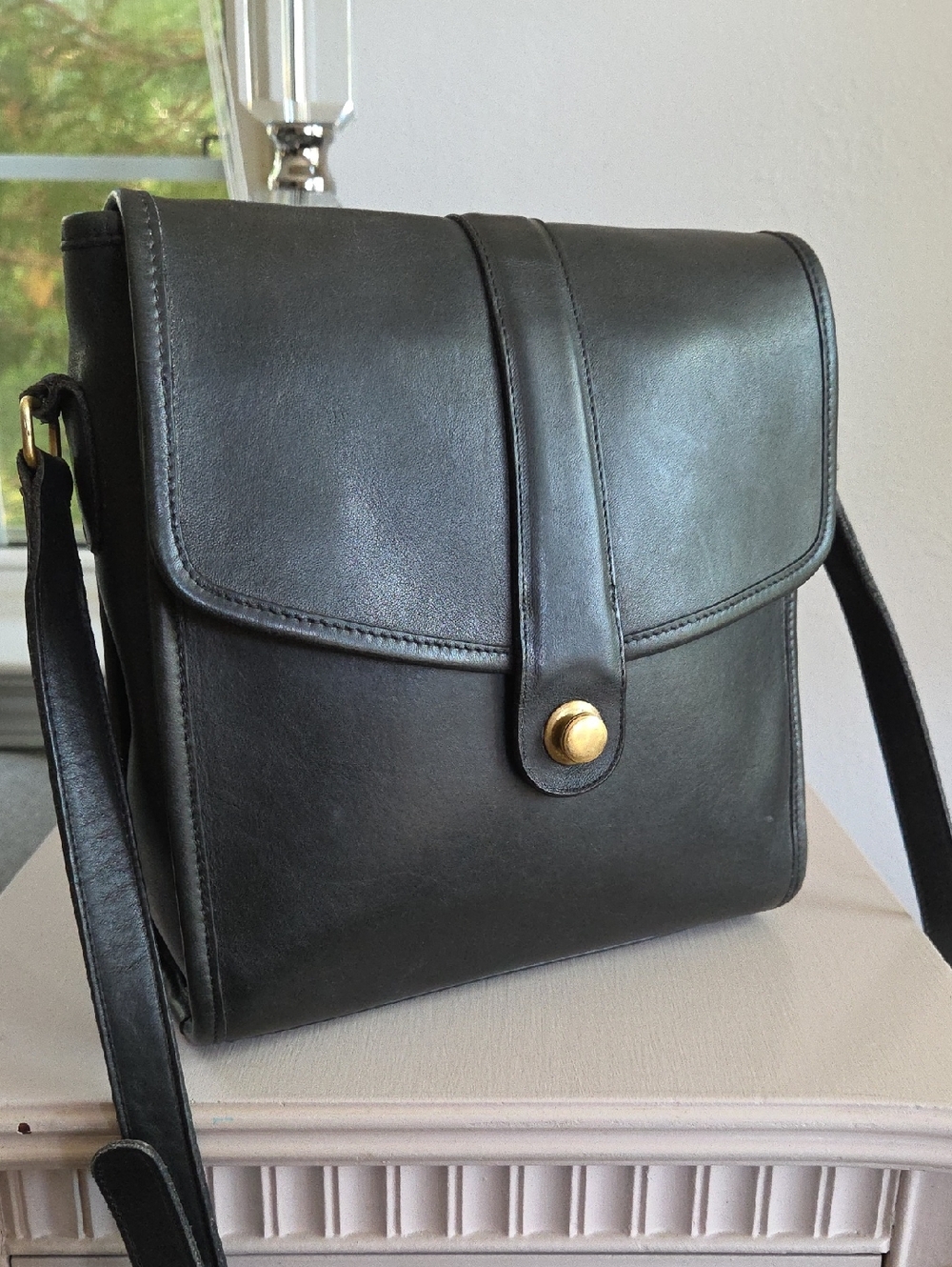 COACH Black Scout Vintage Leather Crossbody Bag 1980s - Picture 5 of 16